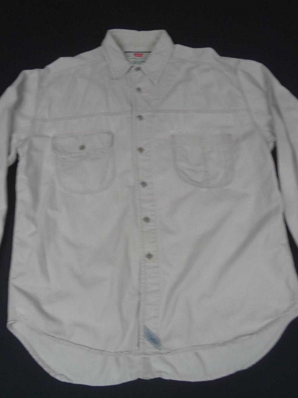LEVI'S LEVI STRAUSS BUTTON UP TAN OFF WHITE DENIM MENS LARGE SHIRT L619